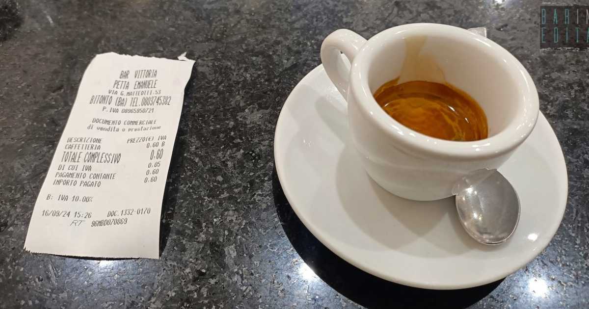 Il prezzo del caff� al bar aumenta, ma non a Bitonto: qui continua a costare anche 60 centesimi